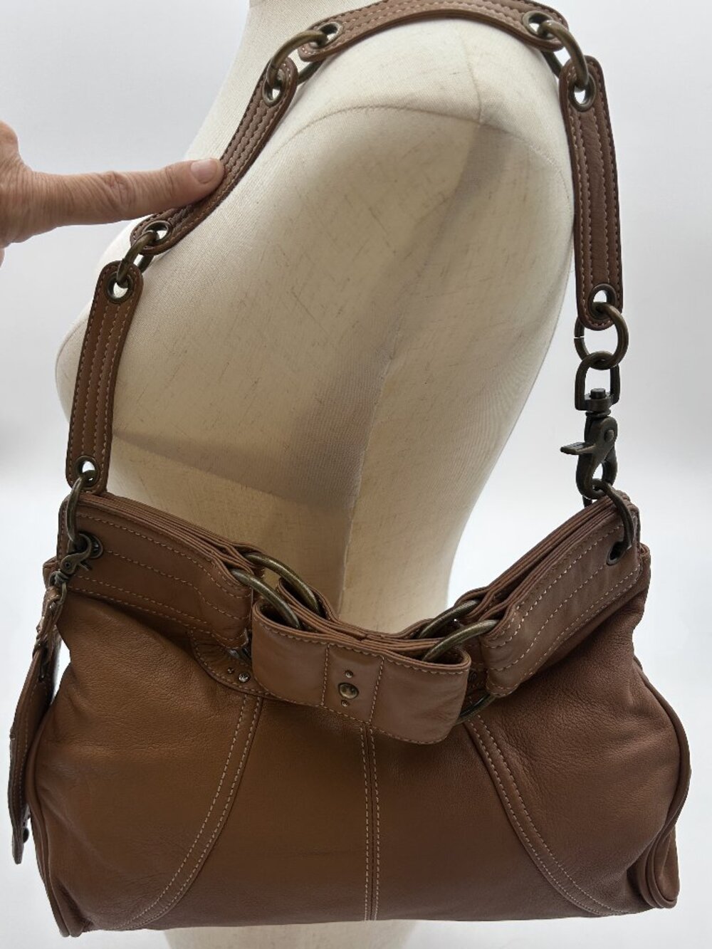 Hayden Harnett Vintage Mini Havana Hobo Cognac Leather Paisley